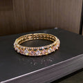 Open Cuff Crystal Bangles Green Pink Red Gold Silver view 11