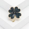 Textured Striped Four Leaf Clover Brooch in Green or Navy view 7