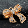 Pave Rhinestone Bow Charm Pendant Gold Tone Two Colors view 3