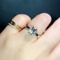 Round Crystal Floral Ring with Twisted Silver Tone Band view 2