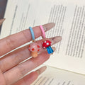 Pink Blue Hoop Mismatched Mushroom Dangle Earrings view 4
