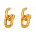 Gold Steel Two Tone Hollow Double U Link Drop Earrings view 5