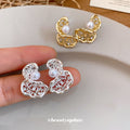 Filigree Butterfly And Crystal Stud Earrings Fashion Jewelry view 4