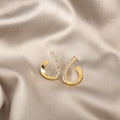 Gold Teardrop Open Hoop Earrings with Pave Crystal Edge view 2