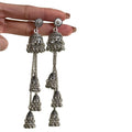 Antique Metal Tiered Bell Chandelier Stud Earrings view 5