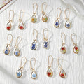 Gold Tone Small Teardrop Pressed Flower Drop Earrings in Eight Designs view 1