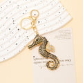 Rhinestone Seahorse Keychain Gold Metal Ocean Animal Charm view 6