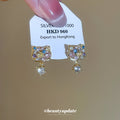 Gold Tone Pastel Crystal Cat Drop Stud Earrings Decorative Jewelry view 3