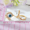 Gold Tone Crystal Halo Realistic Evil Eye Adjustable Rings view 5