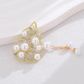Gold Tone Ginkgo Leaf Pearl Look Tassel Metal Brooch Pin view 5