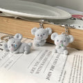 Grey Flocked Koala Plush Keychains Metal Ring 4 Poses view 2