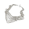 Layered Silver Tone Crystal Chain Statement Collar Necklace view 5