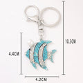 Rhinestone Tropical Fish Keychain Silver Tone Pearl Accent view 3