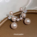 Faux Pearl and Crystal Branch Drop Earrings with Crystal Accents view 3