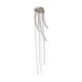 Silver Tone Jellyfish Brooch With Pearl And Crystal Chain Tassels view 5