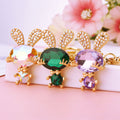 Gemstone Rabbit Keychains in White Emerald and Purple view 3