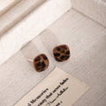 Four Brown Leopard Print Small Round Stud Earrings view 7
