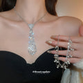 Silver Tone Crystal Tie and Scalloped Collar Necklaces view 1