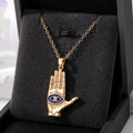 Gold and Silver Tone Geometric Hamsa Evil Eye Pendant Necklaces view 9