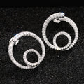 White Gold Pavé Double Spiral Geometric Stud Earrings Clear view 2