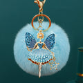 Jeweled Star Fairy Keychains with Round Faux Fur Pom Poms view 7