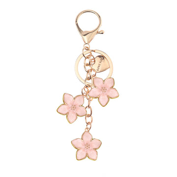 Enamel Five Petal Flower Cluster Keychain with Lobster Clasp