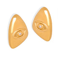 Triangle Eye Stud Earrings Gold Or Steel Polished Metal view 5