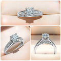 Four-Prong Round Cubic Zirconia Ring with Pave Shank in Silver-Tone view 4