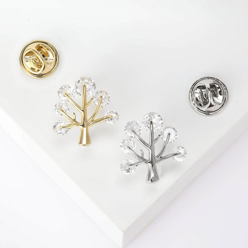 Crystal Money Tree Lapel Pin on white background