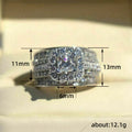 Silver Tone Princess Square Halo Multi Band Ring Sizes 6-10 view 5
