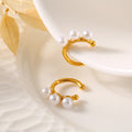 U-Shaped Ear Clips Three Imitation Pearls Gold Or Steel view 4