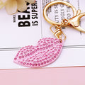 Crystal Lip Keychains in Red Pink and Assorted Colors with Gold Tone Rings view 2