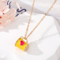 Gold Tone Enamel Cup and Heart Pendant Necklaces in Seven Colors view 9