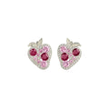 Pink Strawberry Crystal Stud Earrings Fashion Jewelry view 5