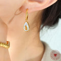 Avocado Shell Drop Hoop Earrings Gold Or Steel Tone view 3
