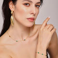 Green Zircon Station Necklace Bracelet Gold Or Steel Stainless view 4