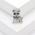 Crystal French Bulldog Metal Brooch in Silver and Gold view 4