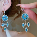 Crystal Disc Chandelier Hook Earrings In Four Colors view 1