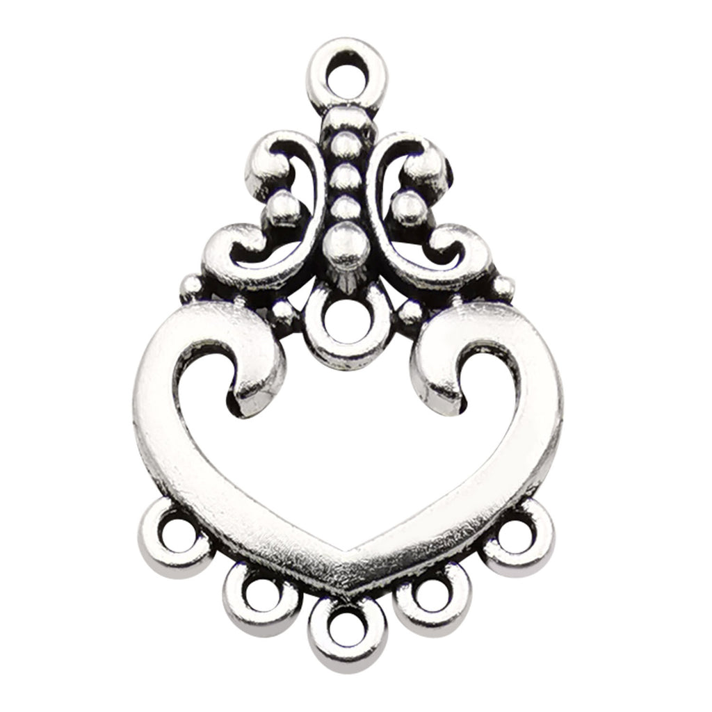 Zinc Alloy Teardrop Heart Multi Hole Connector Charm for DIY Boho Earrings Jewelry