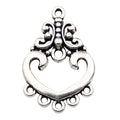 Zinc Alloy Teardrop Heart Multi Hole Connector Charm for DIY Boho Earrings Jewelry