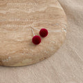 Wine Red Velvet Flocked Round Ball Stud Earrings Multi Size view 3