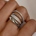 Four-Rail Pave Wide Ring In Polished Gold And Silver Tones view 5