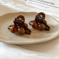 Mini Brown Tortoiseshell Hair Claw With Three Round Beads view 3