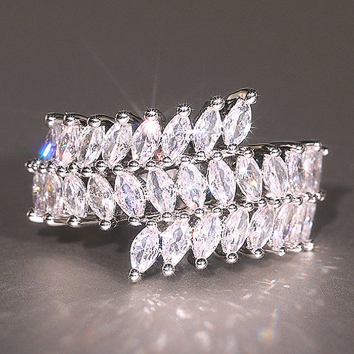 Silver-Tone Marquise Cubic Zirconia Cluster Ring, Sizes 6–10
