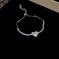 Silver Pave Heart Crystal Adjustable Tennis Bracelet view 6