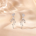 Silver Star Crystal Look Ribbon Long Stud Earrings view 2