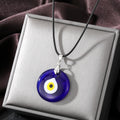 Round Glass Evil Eye Pendant Necklaces on Black Cords view 6