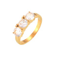 Gold Steel Three Zircon Pavé Geometric Titanium Steel Rings view 5