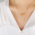 Knot Bar Pendant Fine Cable Chain Necklace Gold Steel view 6