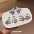 Crystal Flower Cluster Stud Earrings in Three Colors view 1